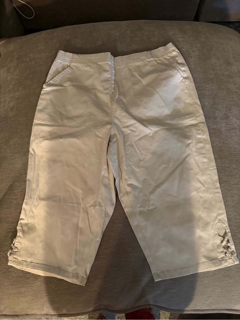 croft & barrow Women's Cream Elastic-Waist Chino Shorts